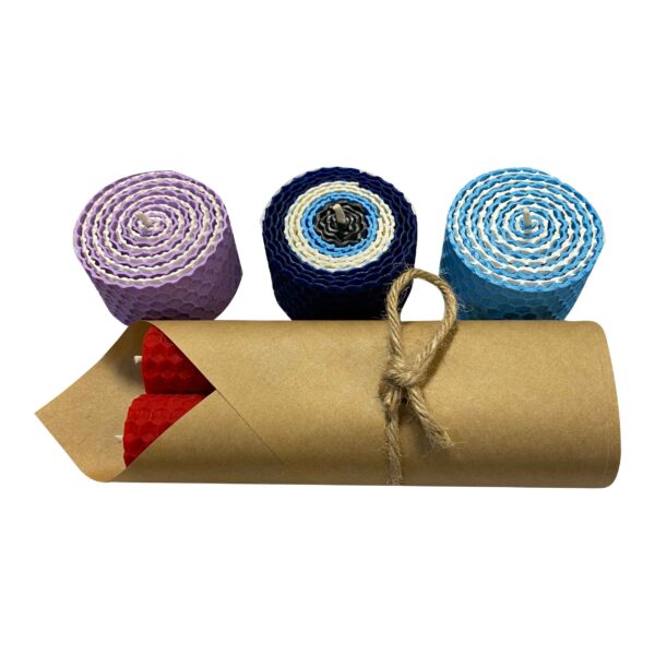 مجموعة شموع شمع العسل الطبيعية المصنوعة يدوياً - عدد 5 قطع