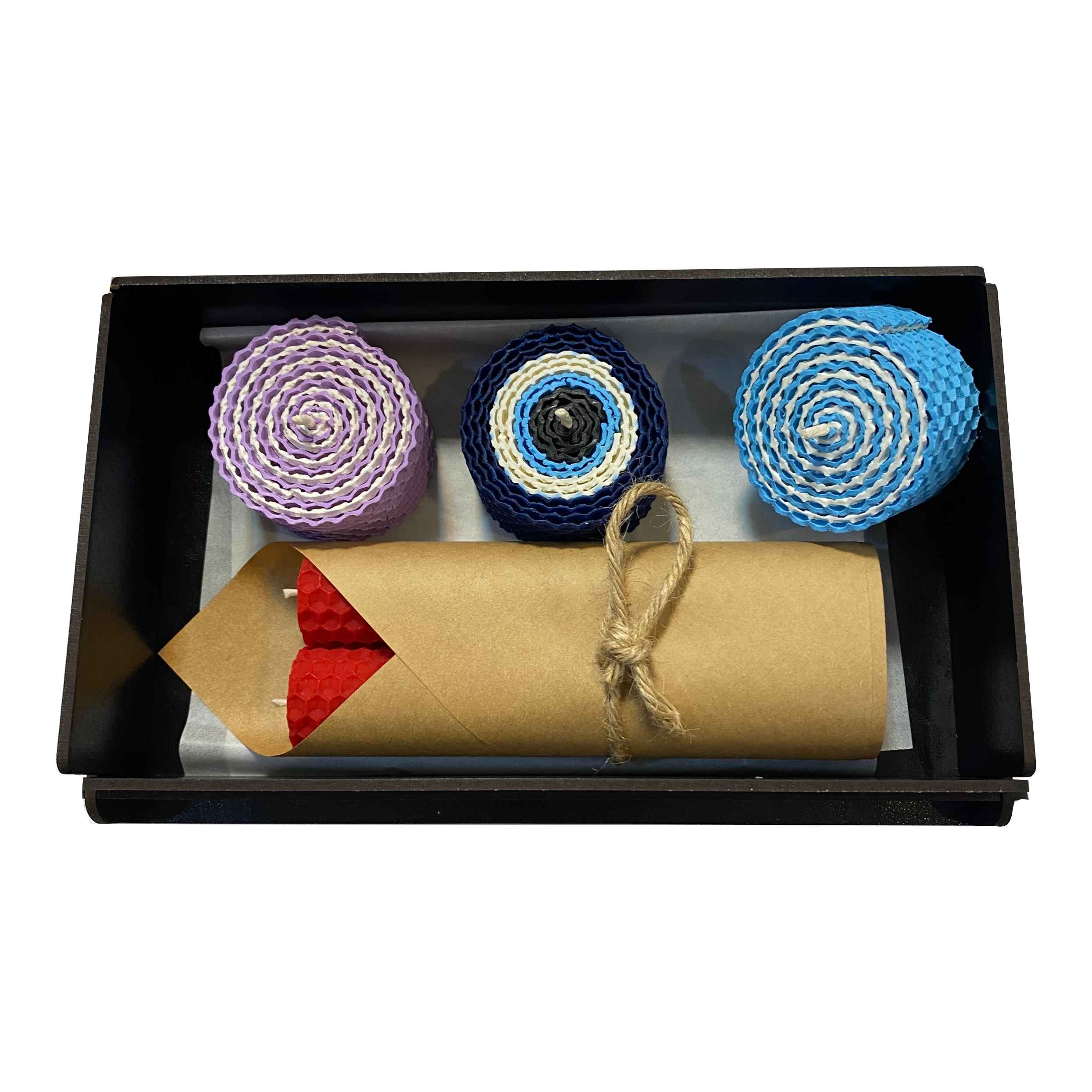 مجموعة شموع شمع العسل الطبيعية المصنوعة يدوياً – عدد 5 قطع