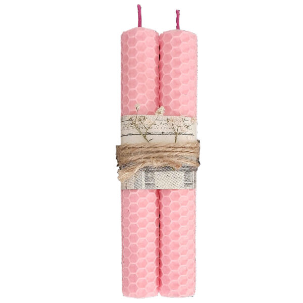 مجموعة شموع عمودية من شمع العسل الطبيعي المصنوعة يدوياً - عدد 2 قطع