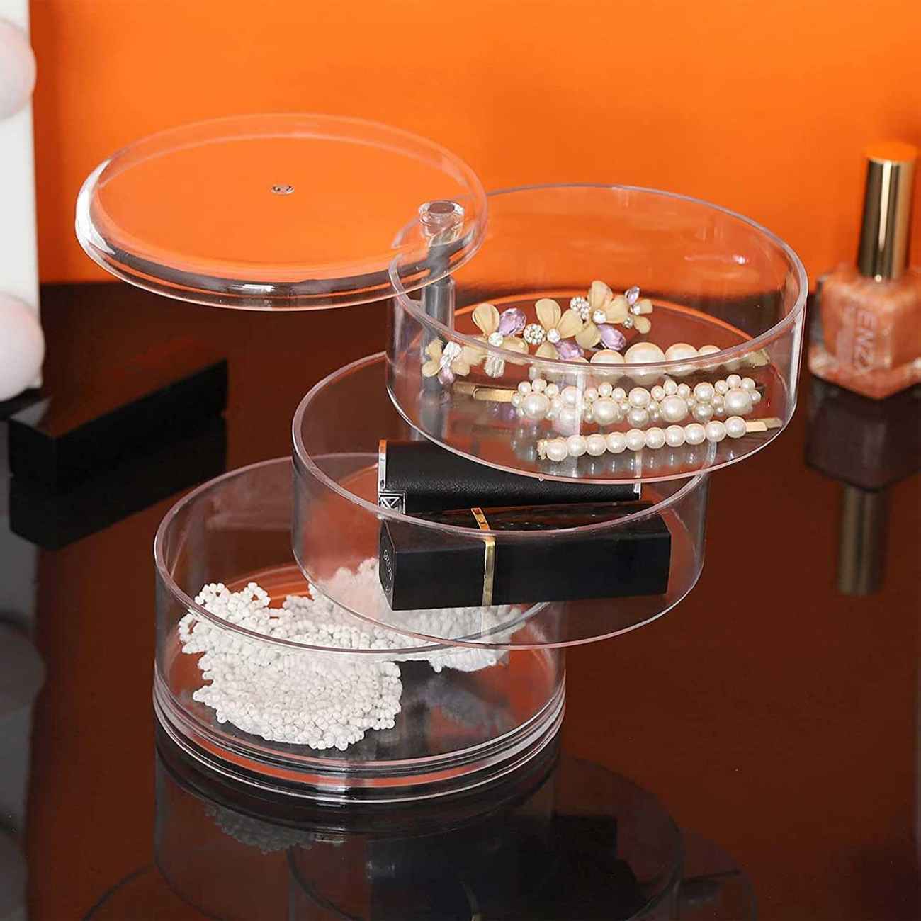 حامل ومُنظم مجوهرات بنموذج ثلاثي الطبقات
