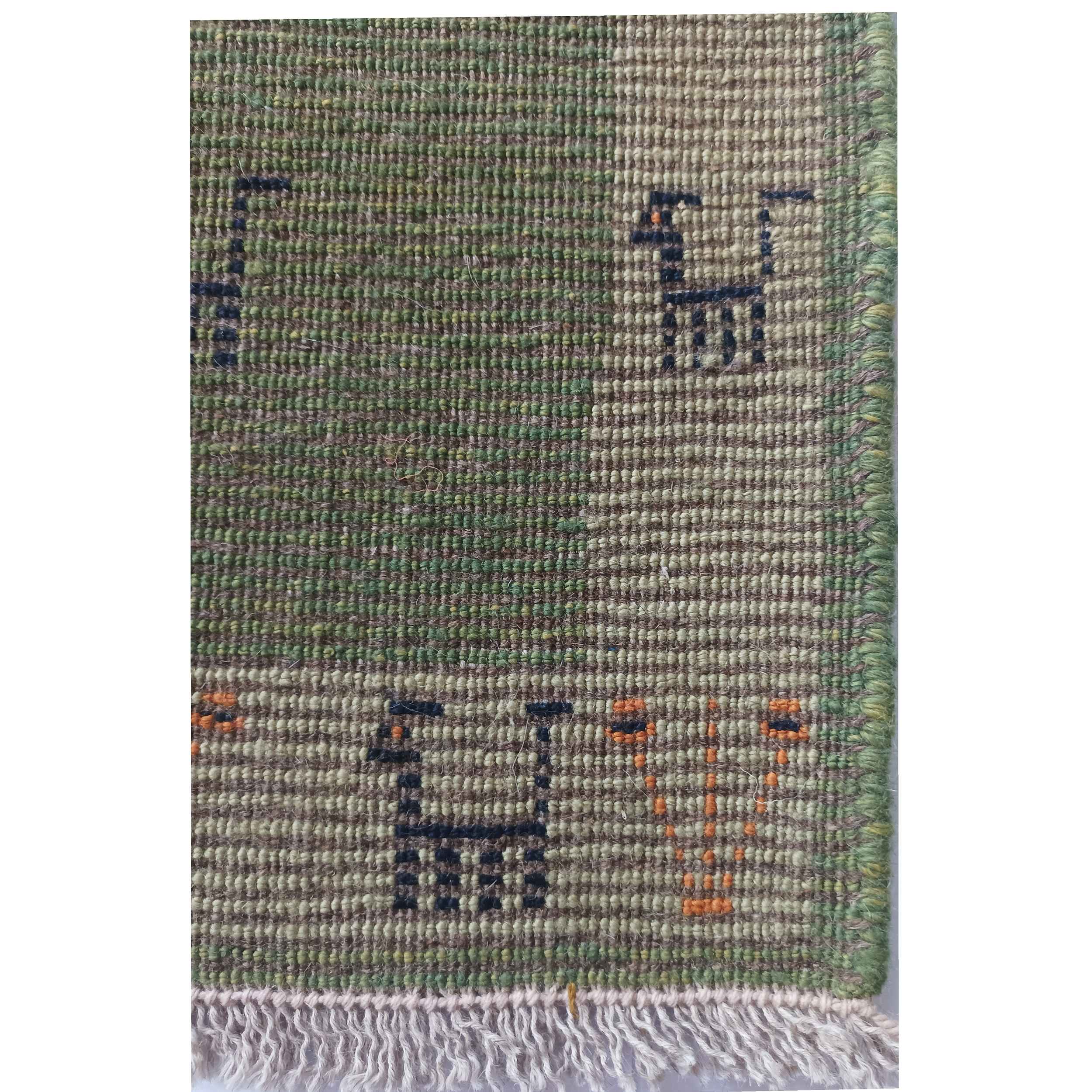 سجادة جابيه من الصوف –  منسوجة يدويًا في فارس بزخارف الحيوانات باللون الأخضر الميرمي