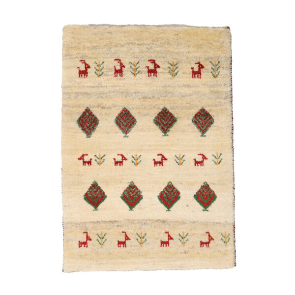 سجادة جابيه من الصوف - منسوجة يدويًا في خراسان بزخارف الحيوانات والأشجار