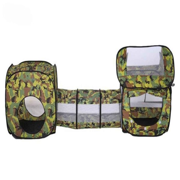 خيمة لعب مزدوجة للأطفال كوماندو باللون الأخضر