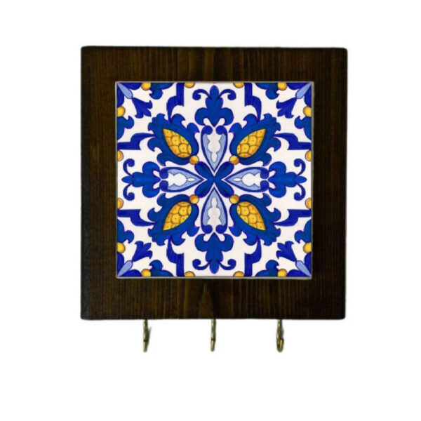 حامل مفاتيح جداري سيراميكي - بإطار خشبي لتنظيم مفاتيحك