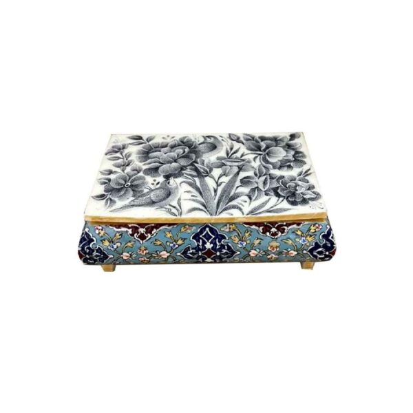 صندوق مجوهرات مصنوع يدويًا من العظم بتصميم الزهور والطيور – منظم مثالي للمجوهرات