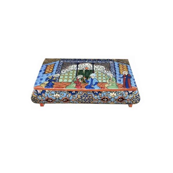 صندوق مجوهرات مصنوع يدويًا بتصميم مصور من عظم الجمل