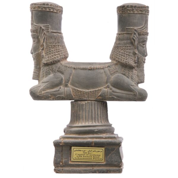تمثال رأسي بشري تاريخي من الإمبراطورية الأخمينية الإيرانية – عمود من برسيبوليس