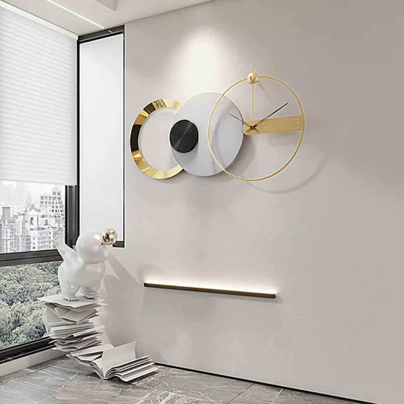 ساعة حائط عصرية من 3 قطع – ديكورية وصامتة بدون صوت