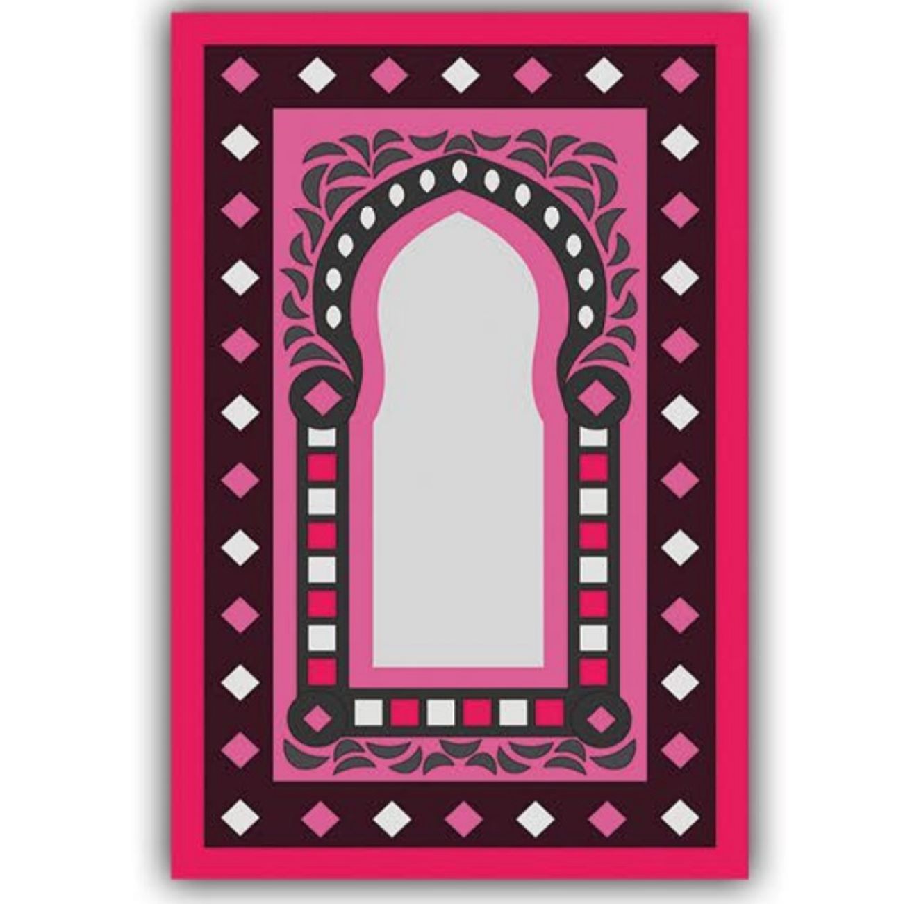 سجادة صلاة إسلامية فاخرة من المخمل – جانماز وسادة للراحة باللون الوردي