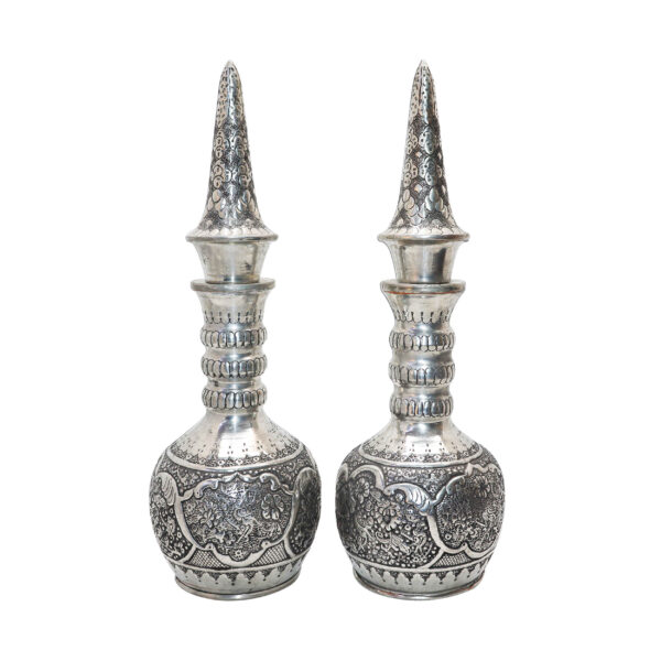 زجاجة نحاسية إيرانية زخرفية - مصنوعة يدويًا ومثالية لتصميم المنازل الفاخرة