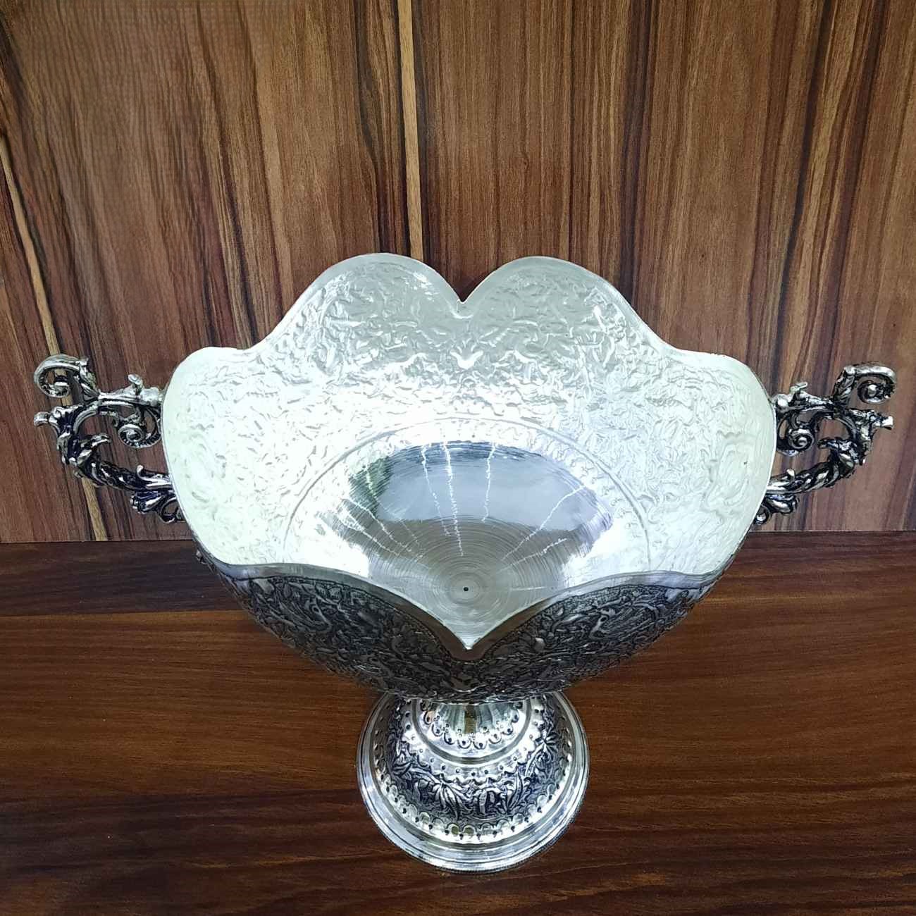 وعاء فضي زخرفي إيراني – مصنوع يدويًا ومنقوش، مثالي لجمعه