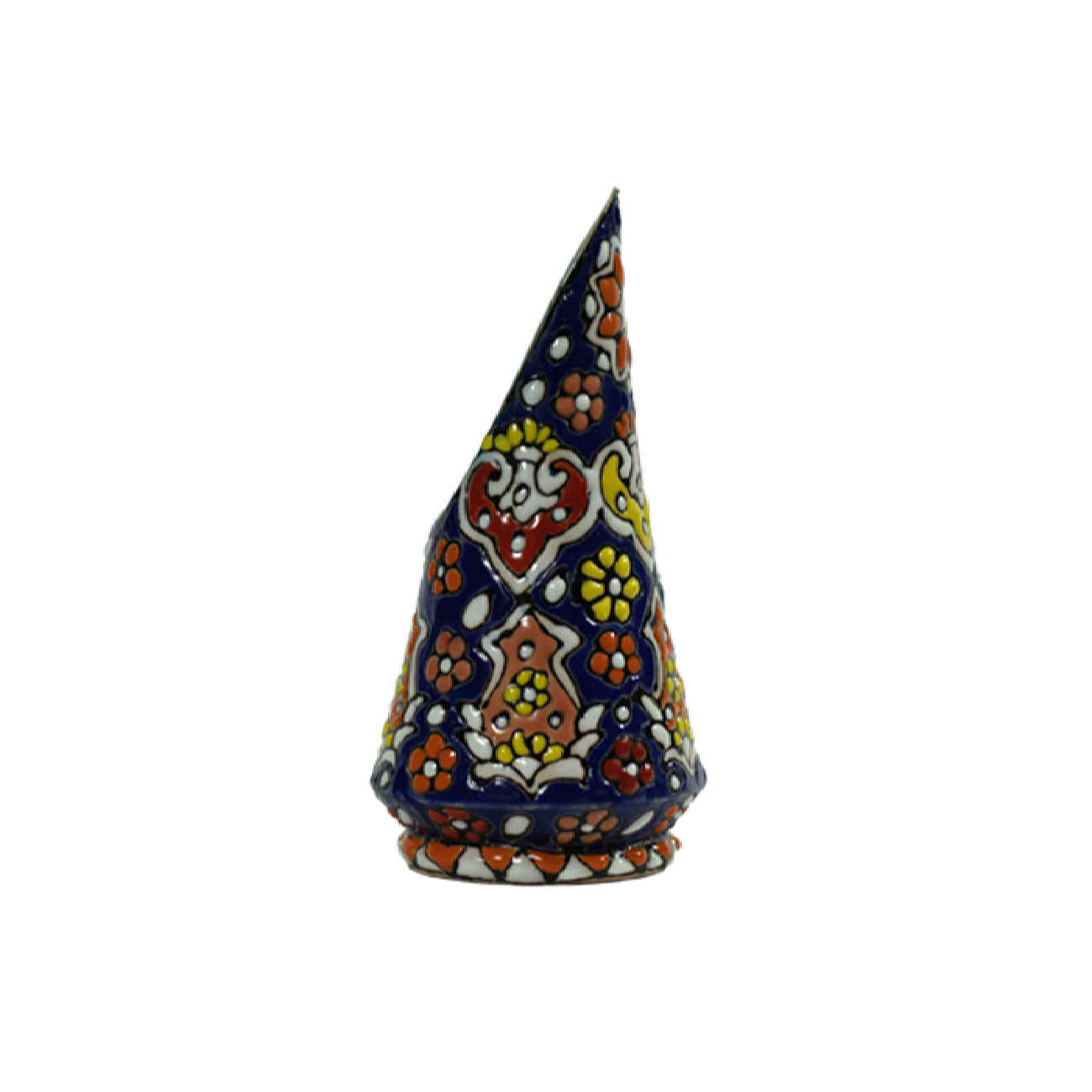 حامل أقلام خزفي إيراني للمكتب باللون الأزرق الداكن – مزخرف بالمنكارى