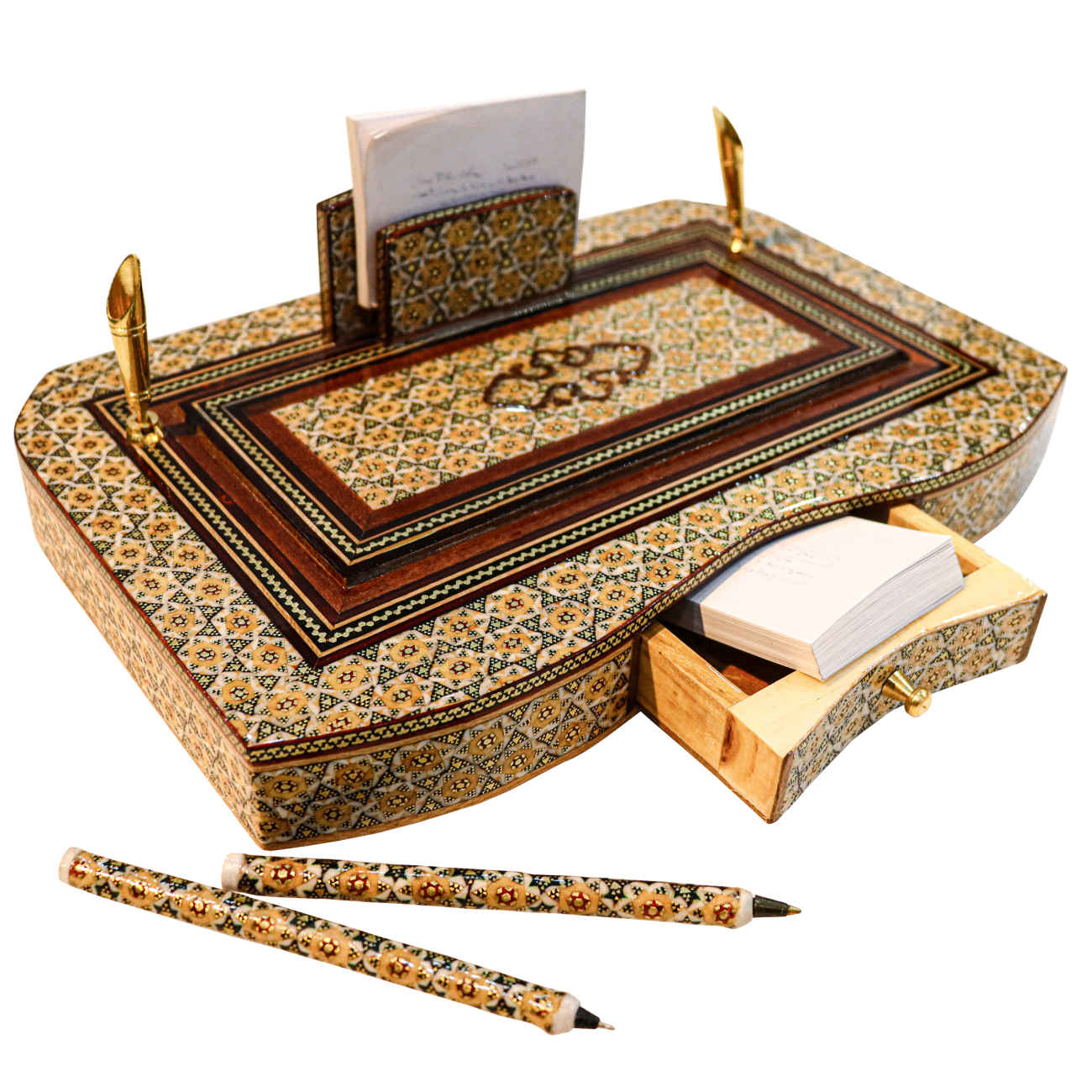 حامل أقلام خشبي فاخر للمكتب مع حجيرات متعددة – مثالي للمكتب