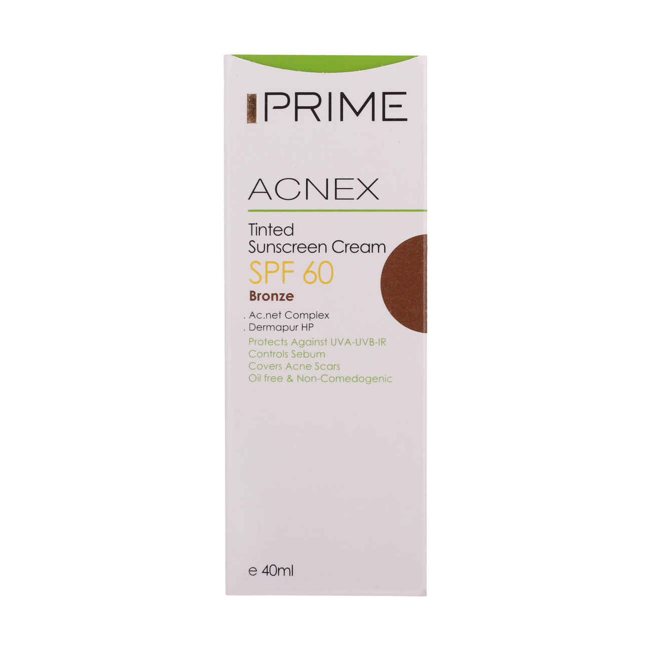 كريم واقي من الشمس للبشرة الدهنية – برايم SPF60 لون برونزي، مضاد لحب الشباب، حماية من UVA وUVB (عبوة من 2)