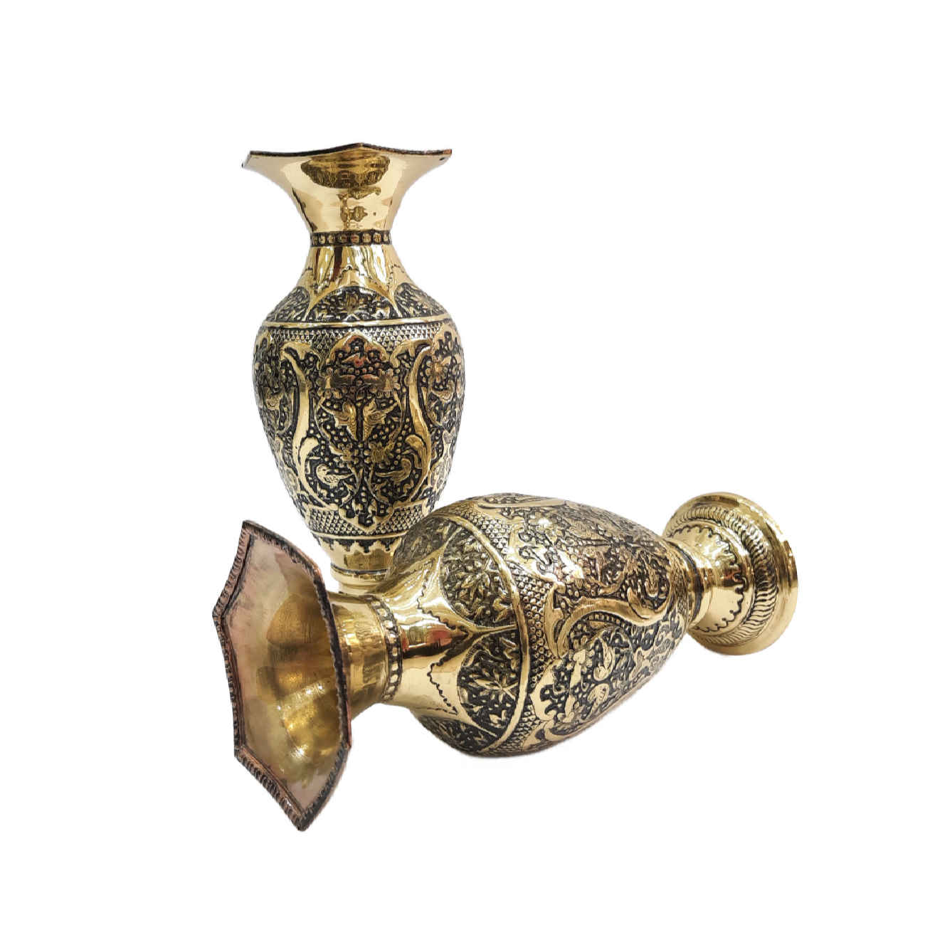 مزهرية نحاسية مزخرفة تقليدية مصنوعة يدويًا للديكور المنزلي