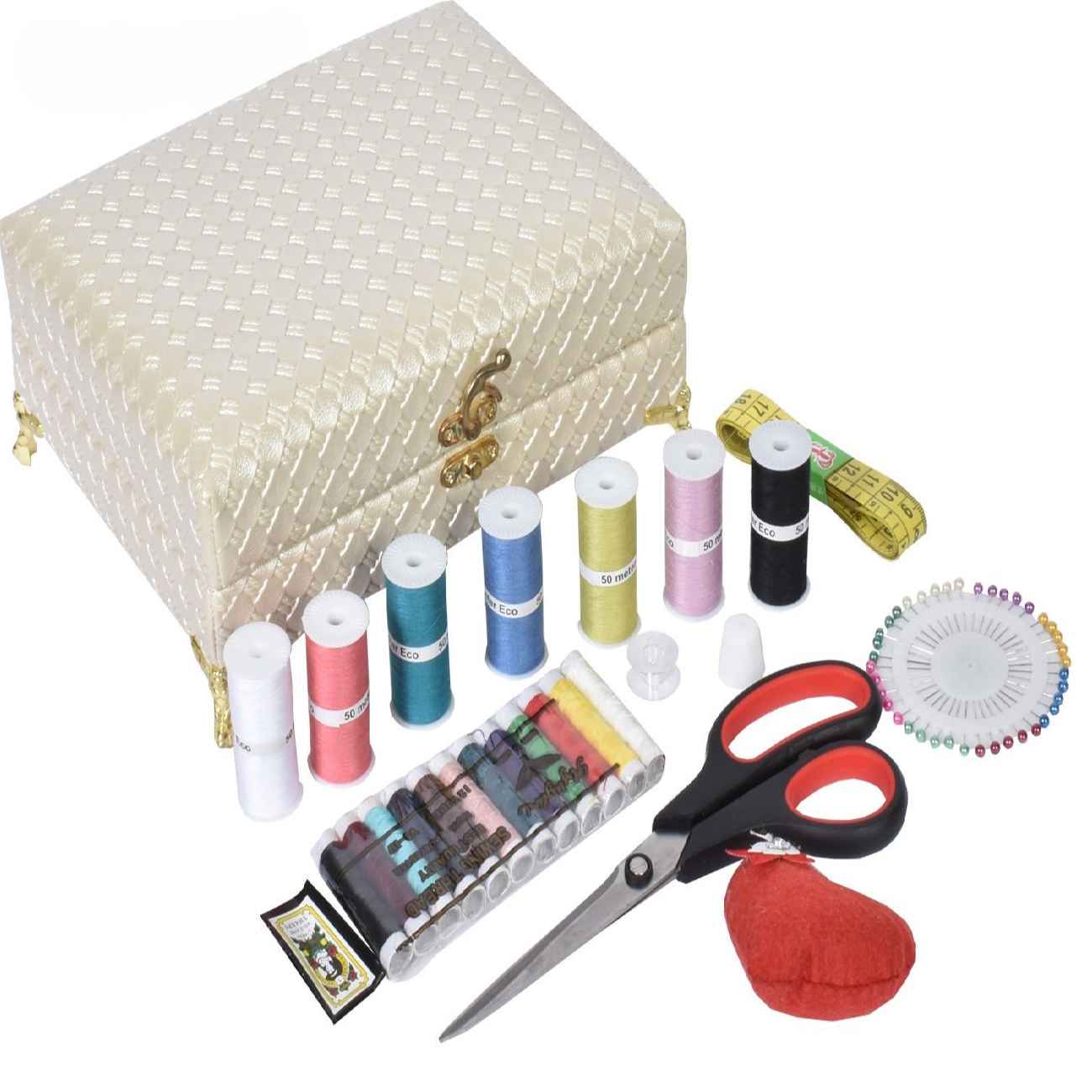 مجموعة خياطة خشبية مع لمسات من الجلد الاصطناعي – مثالية للحرف اليدوية، والإصلاح، والتفصيل