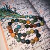 مسبحة إسلامية من العقيق مصنوعة من 33 حبة تسبيح باللون الأخضر