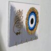 حامل مفاتيح حائط إسلامي من الراتنج مع رمز العين الشريرة – زخرفي وواقٍ