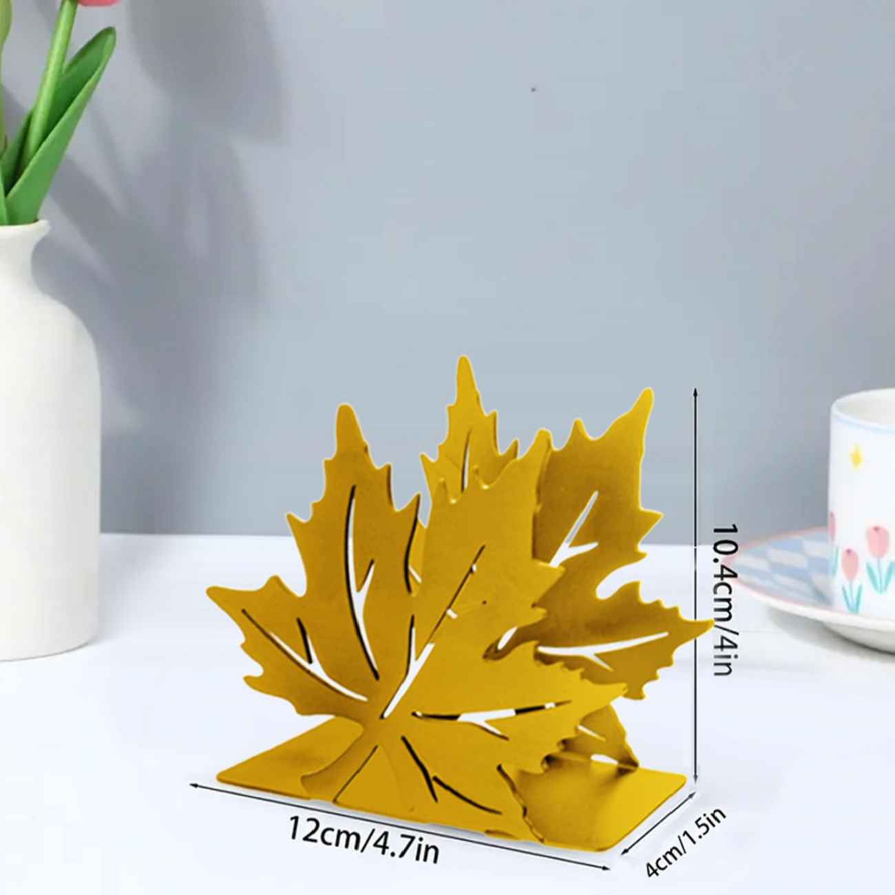 حامل مناديل ورقية معدني – مثالي للمنزل والمكتب بتصميم ورق الشجر