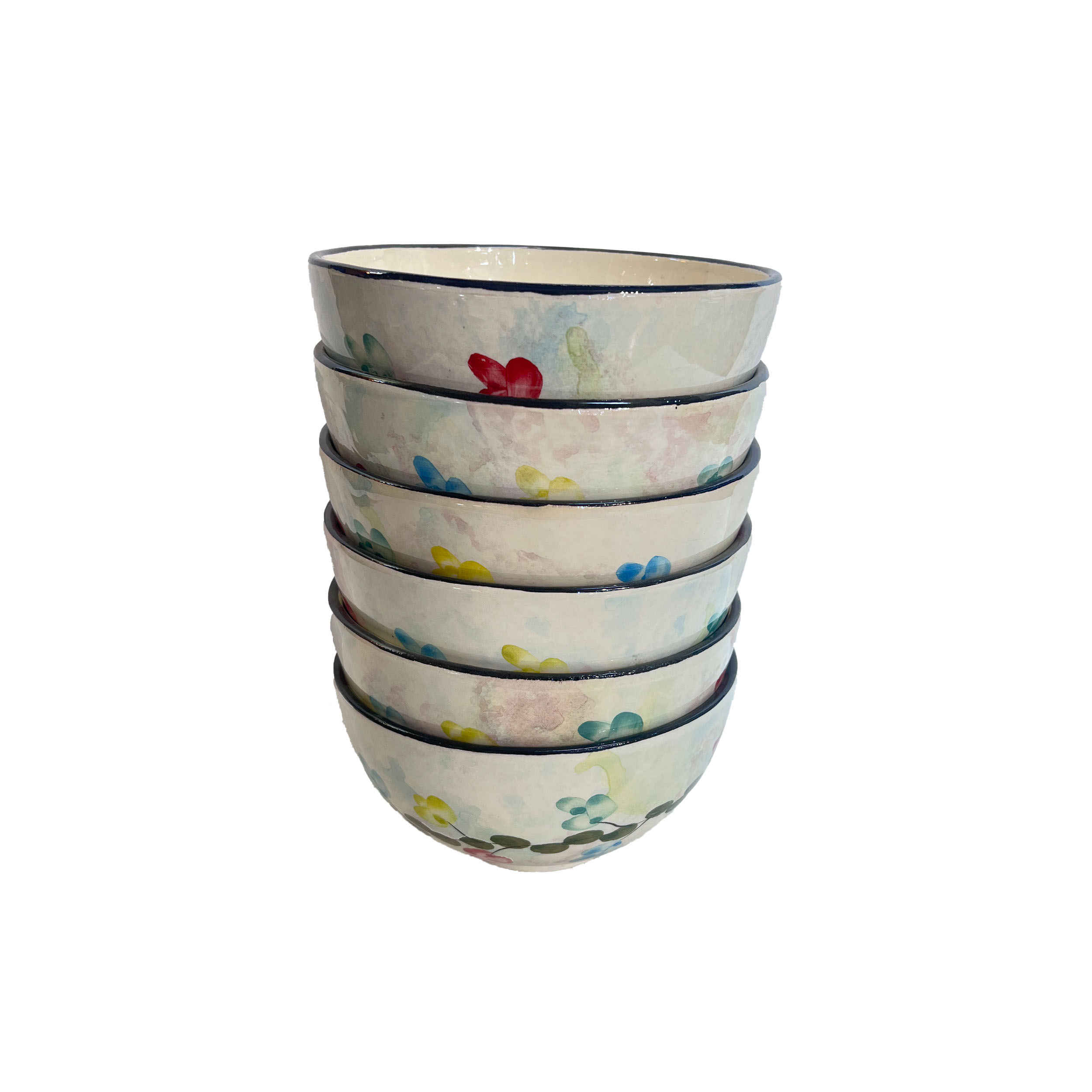 وعاء فخاري فني – لتقديم الزبادي، الحساء، الرماد، المعكرونة، الآيس كريم | أبيض (مجموعة من 6)