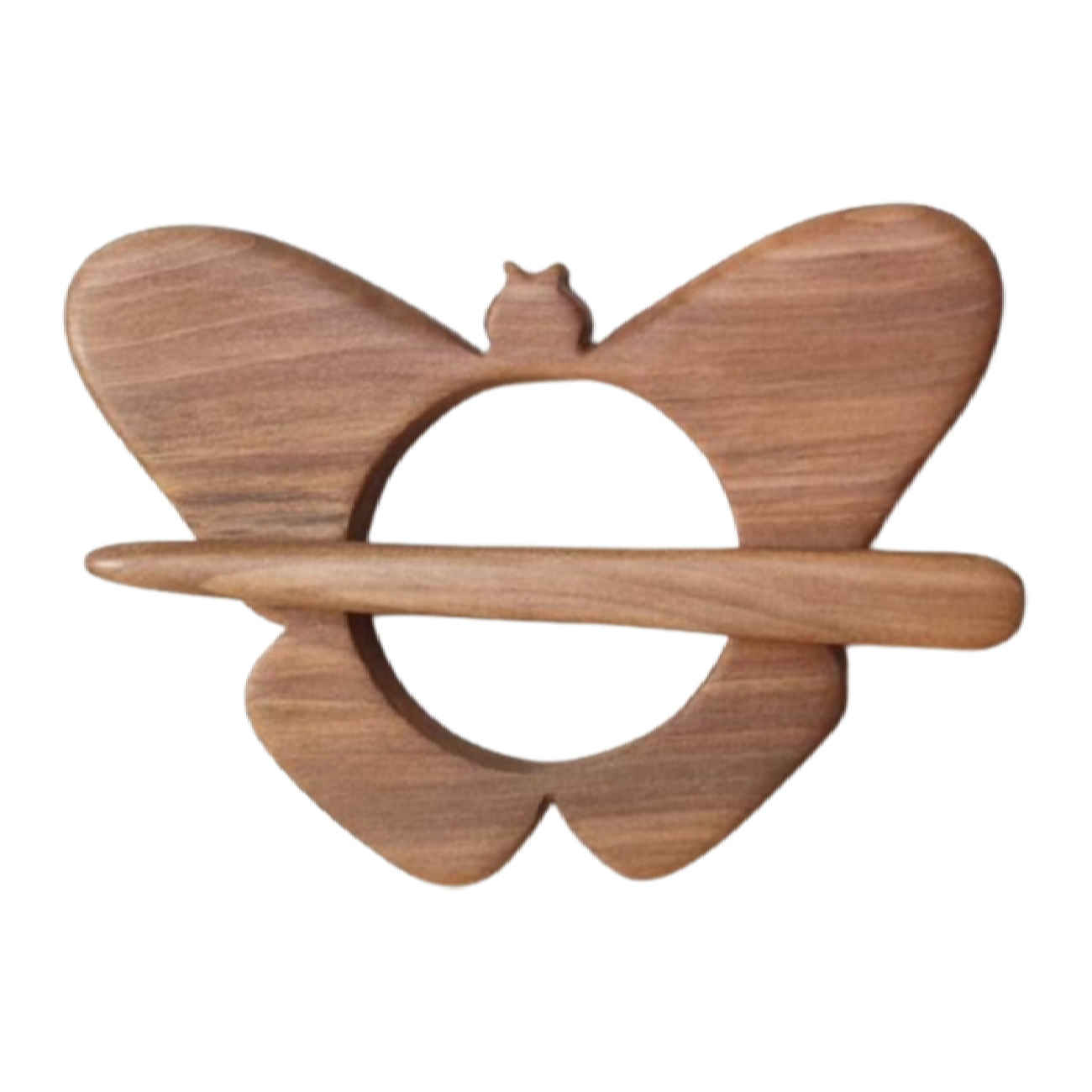 عصا شعر خشبية ريفية للشعر الطويل والقصير بتصميم فراشة