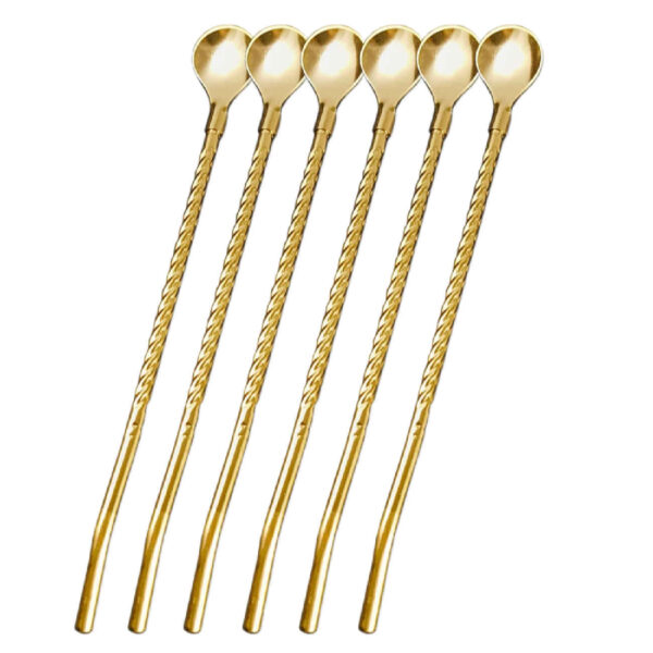 ملعقة بار من الفولاذ المقاوم للصدأ - مناسبة للشراب الفاخر والأنيق، عبوة مكونة من 7 قطع