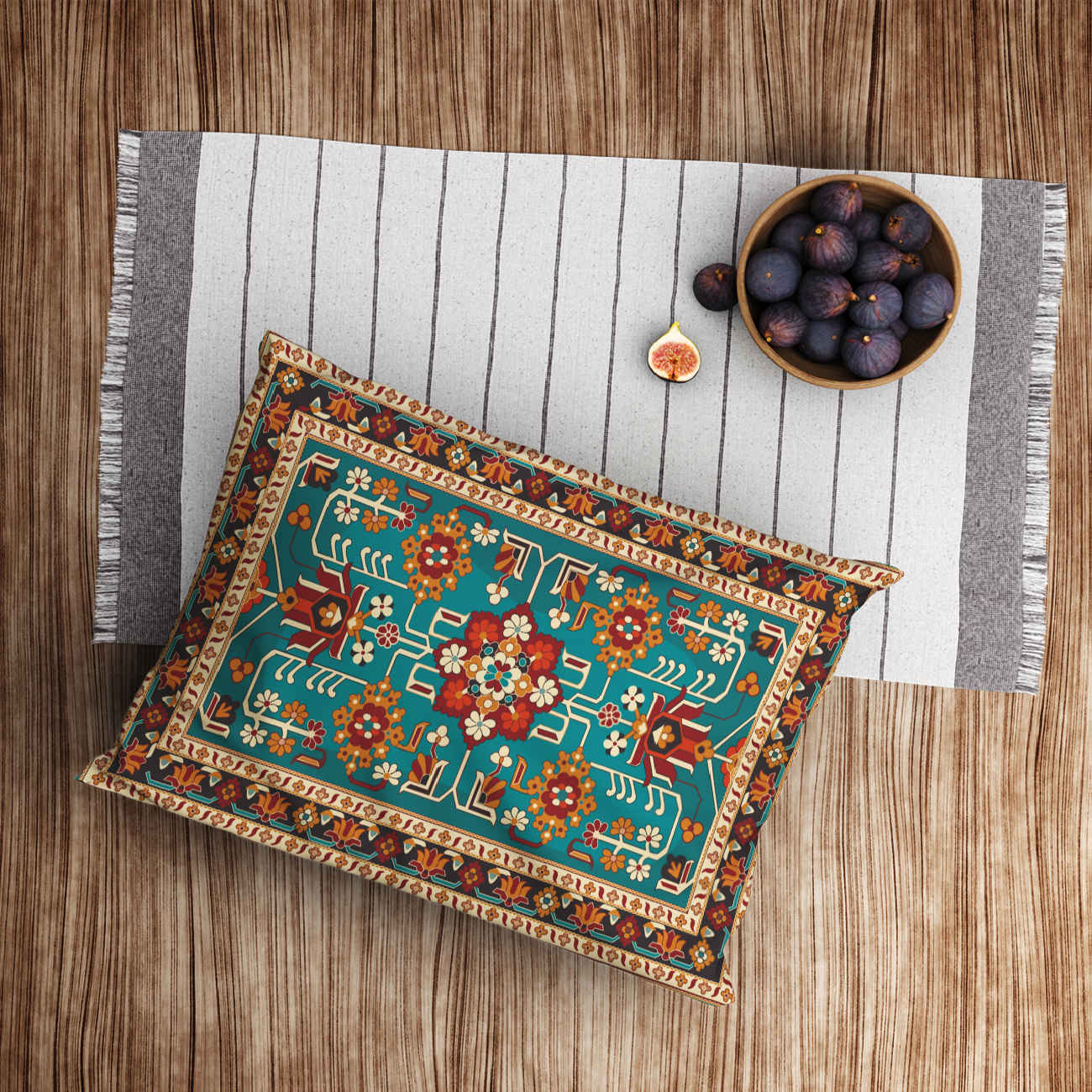 غطاء وسادة إيراني تقليدي – تصميم سجاد لعيش أنيق (عبوة من 2)