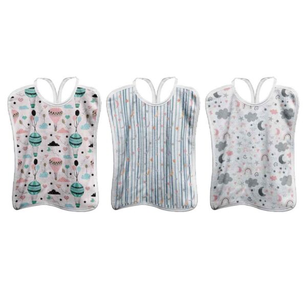 مريلة الأطفال – مناسبة للأكل، طبقتين مع بطانة مقاومة للماء (مجموعة من 3)