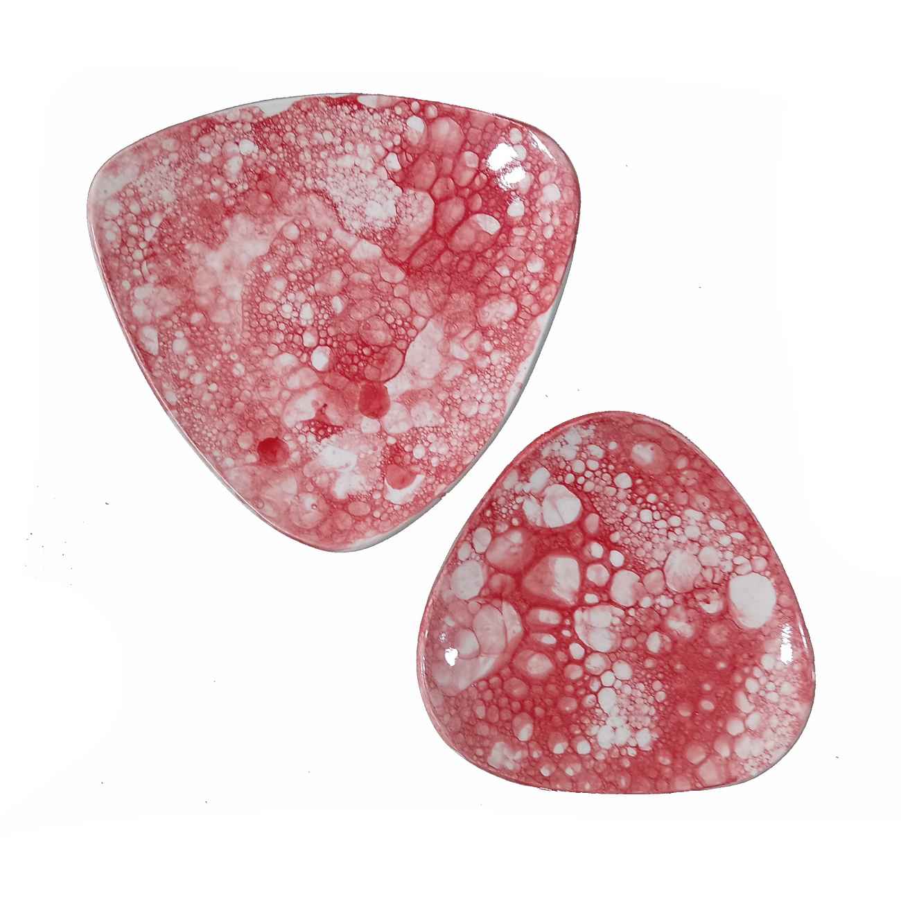 طبق سیرامیک لأدوات المائدة – آمن لغسالة الصحون مع تصميم فقاعات فني وتجريدي حديث (مجموعة من 2)