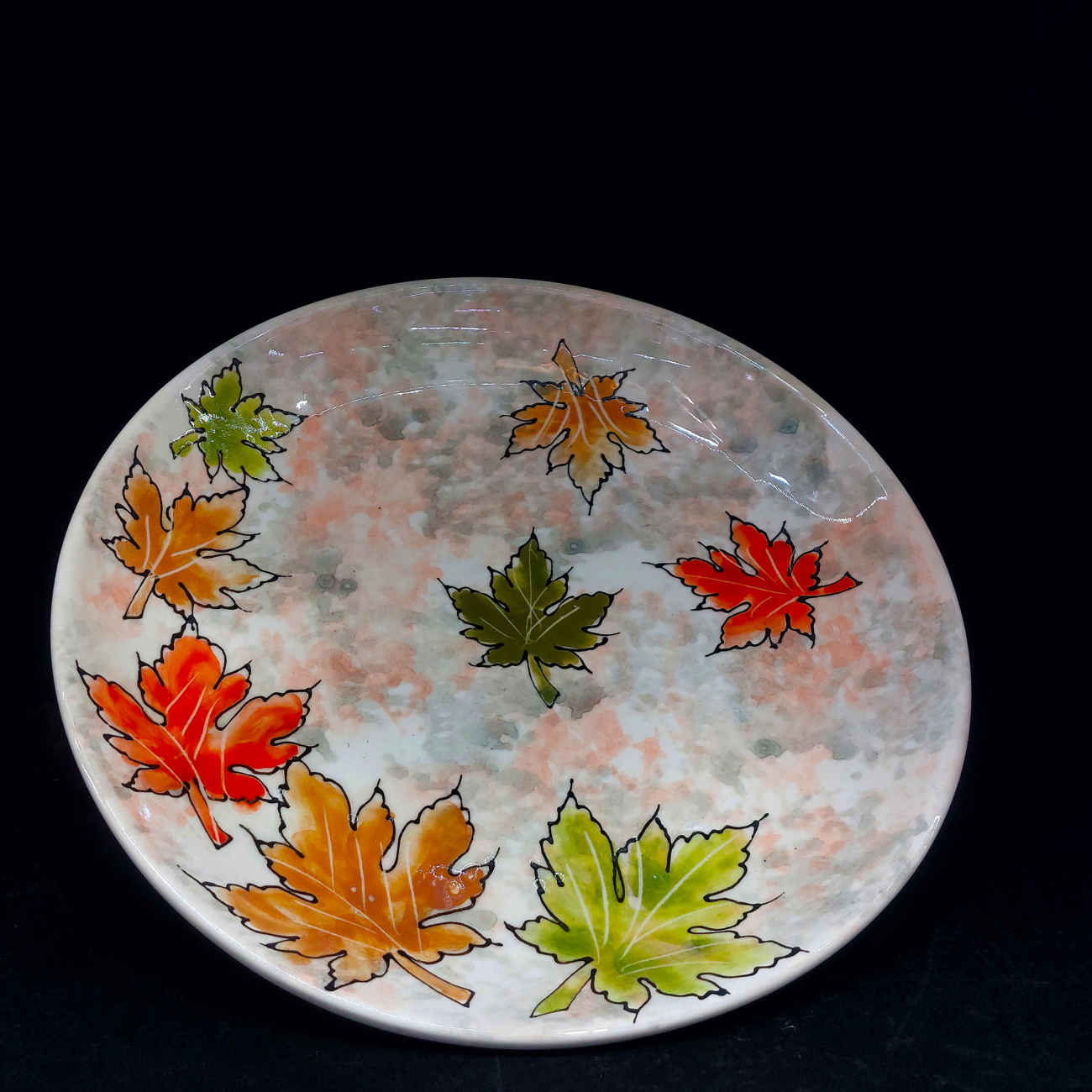 طبق العشاء الخزفي – آمن للاستخدام في الميكروويف وغسالة الأطباق – طراز الخريف (مجموعة من 6)