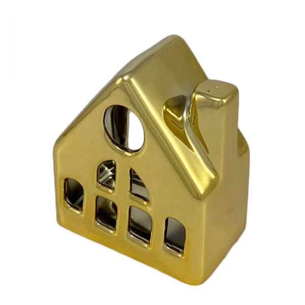 حامل شموع سيراميك زخرفي بتصميم ريفي بالذهب