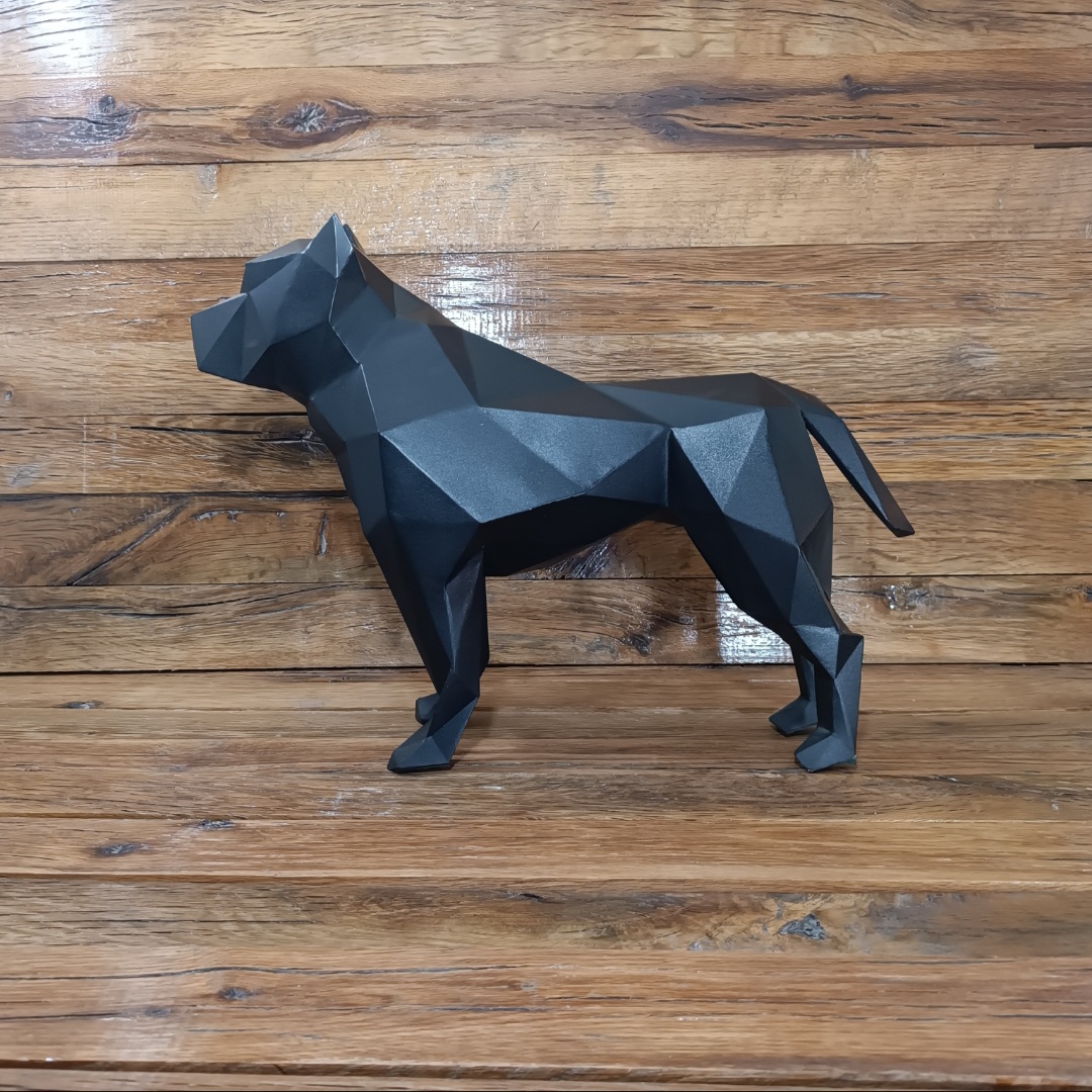 تمثال جغرافي من نوع بيتبول مكعب – فن حديث مصنوع يدويًا