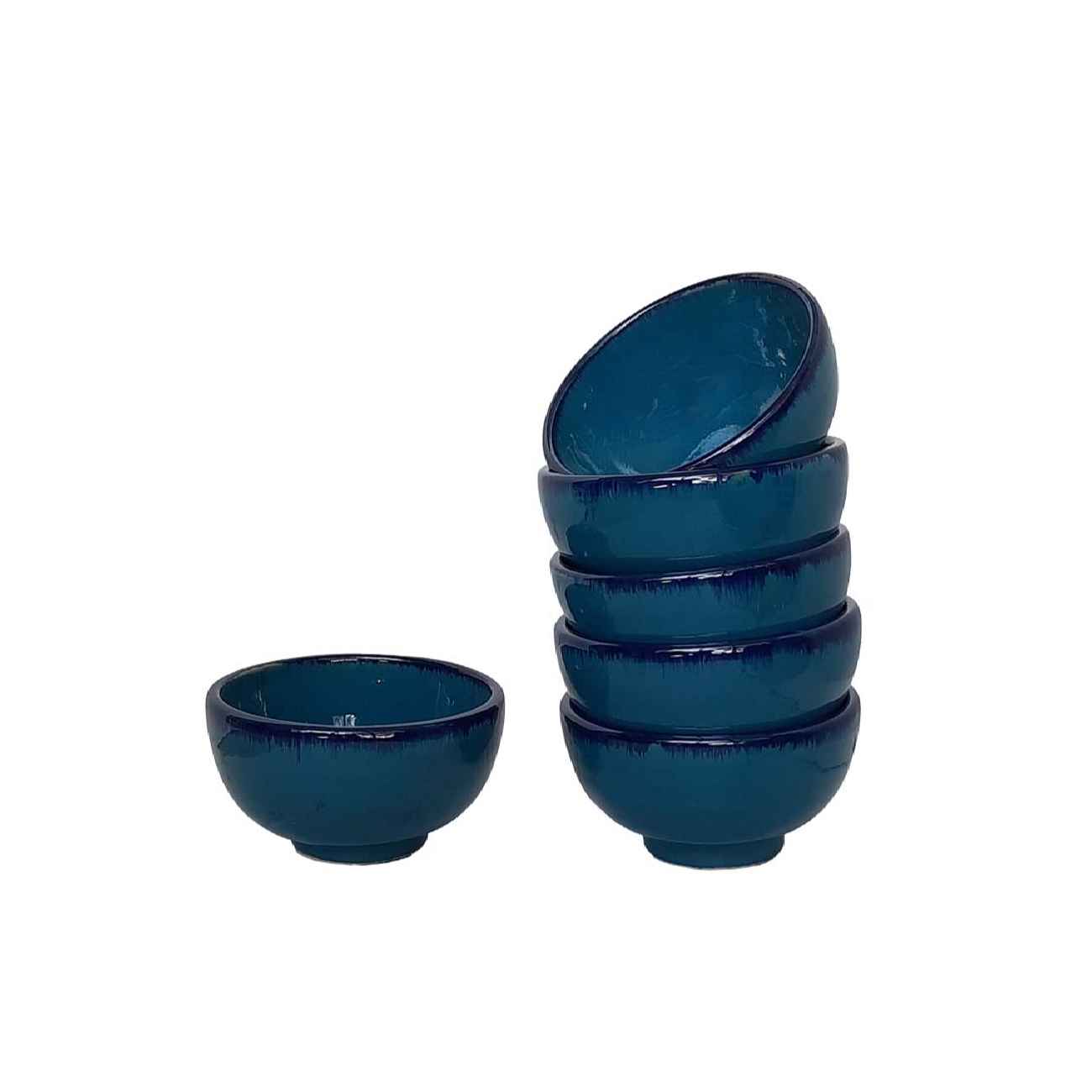 وعاء فخار فني مصنوع يدويًا – لتقديم الزبادي والأطباق الجانبية (مجموعة من 6 قطع)