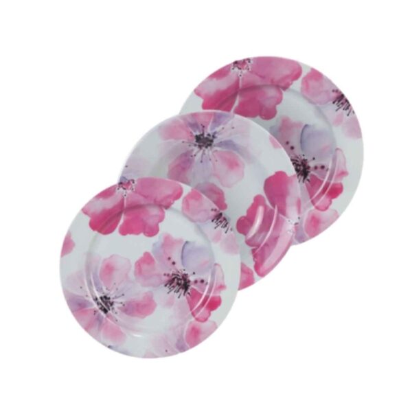 طقم أطباق ميلامين - آمن للاستخدام في الميكروويف وغسالة الصحون، متين (عبوة 18)