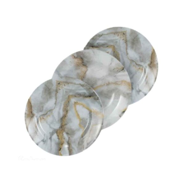 طقم أطباق ميلامين - آمن للاستخدام في الميكروويف وغسالة الصحون مع تصميم الرخام (عبوة 18)