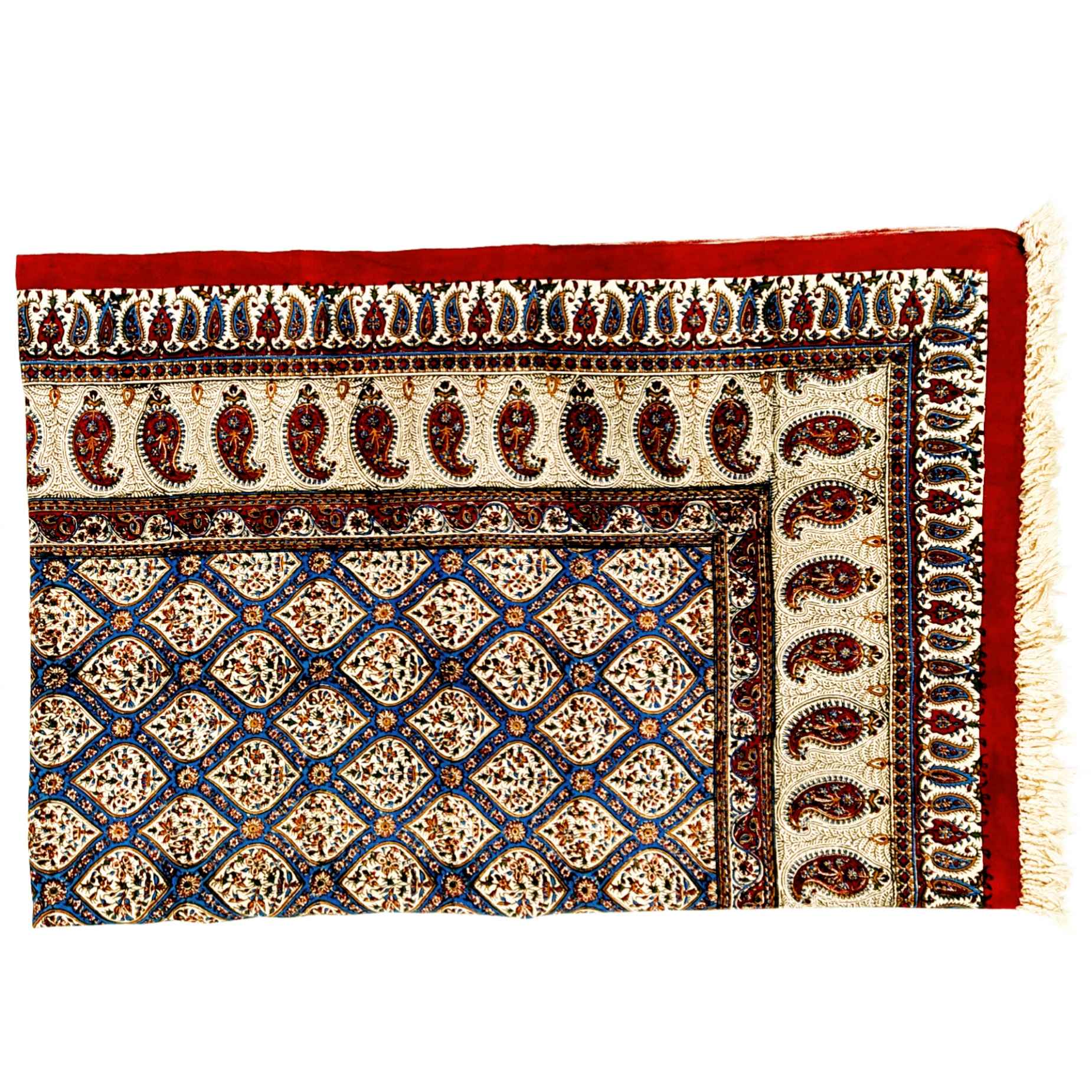 مفرش طاولة إيراني: طباعة الكالمكاري من إصفهان بتصميم بلاط مسجد الشيخ لطف الله