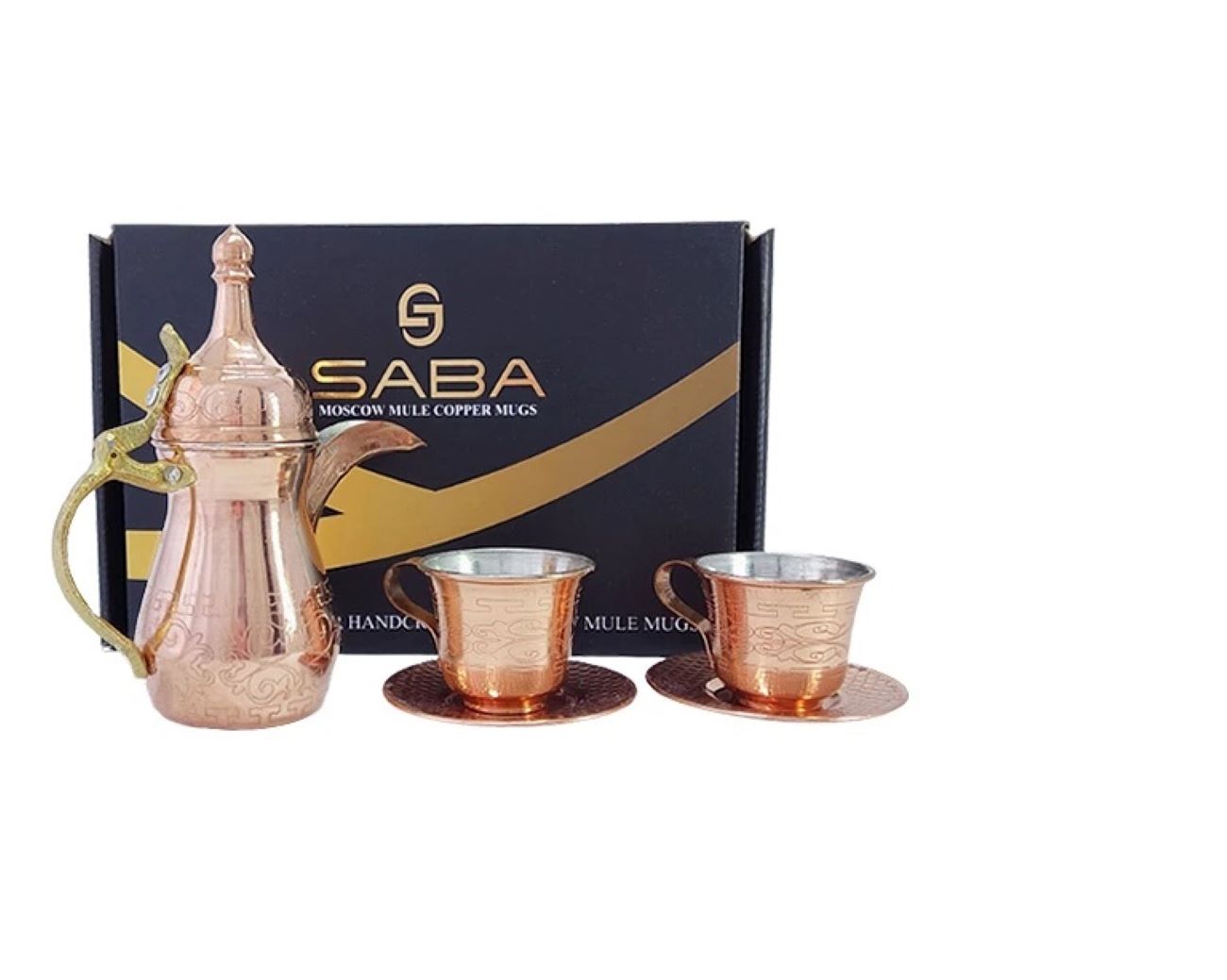 طقم إبريق شاي نحاسي تقليدي مصنوع يدوياً – طقم شاي أنيق وعتيق للمنزل والهدايا