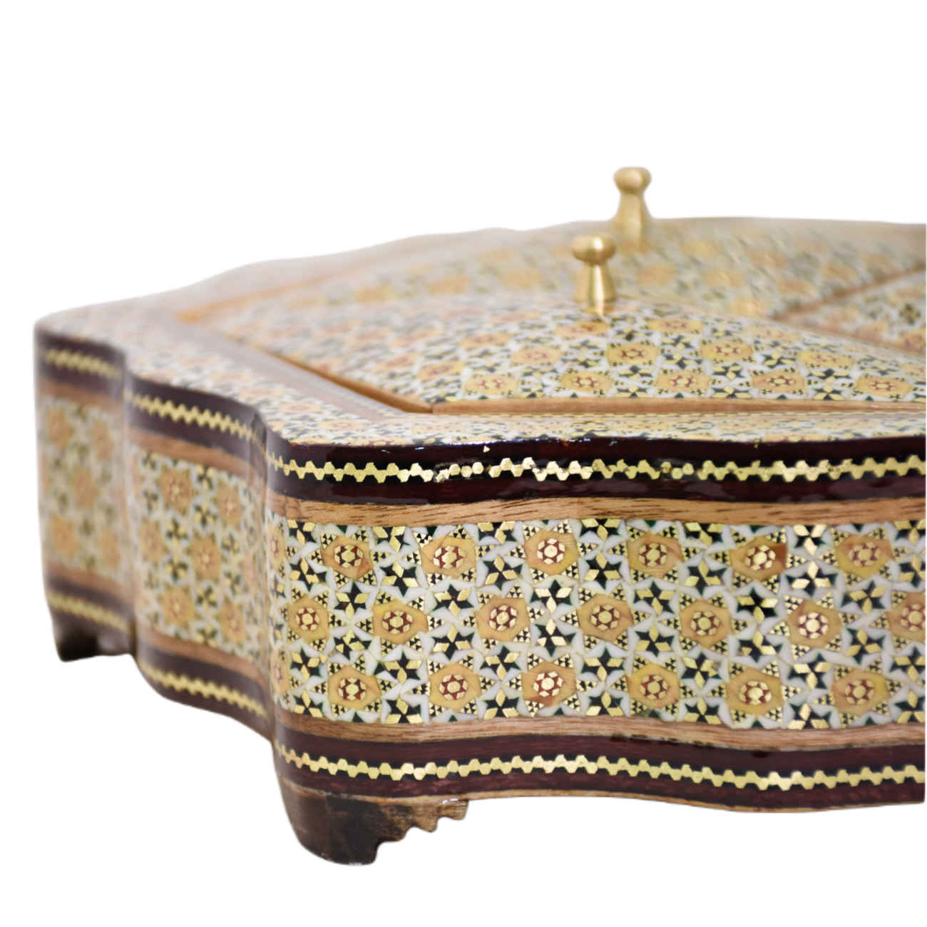 وعاء الحلوى الخشبي بزخرفة خاتم كاري – مثالي للحلويات والهدايا وعرض المنزل