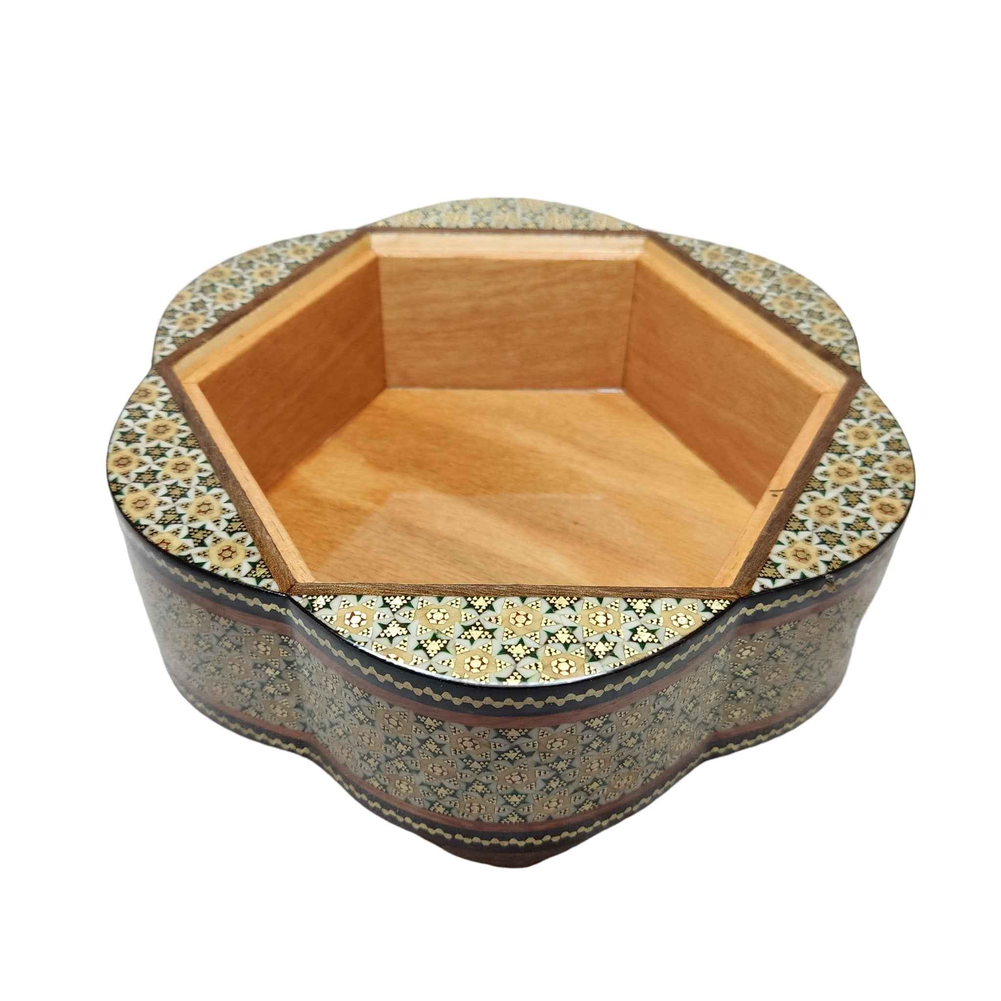 وعاء الحلوى الخشبي بزخرفة خاتم كاري – مثالي للهدايا وديكور المنزل مع غطاء