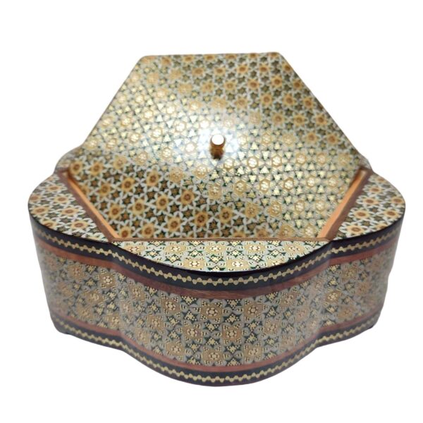 وعاء الحلوى الخشبي بزخرفة خاتم كاري - مثالي للهدايا وديكور المنزل مع غطاء