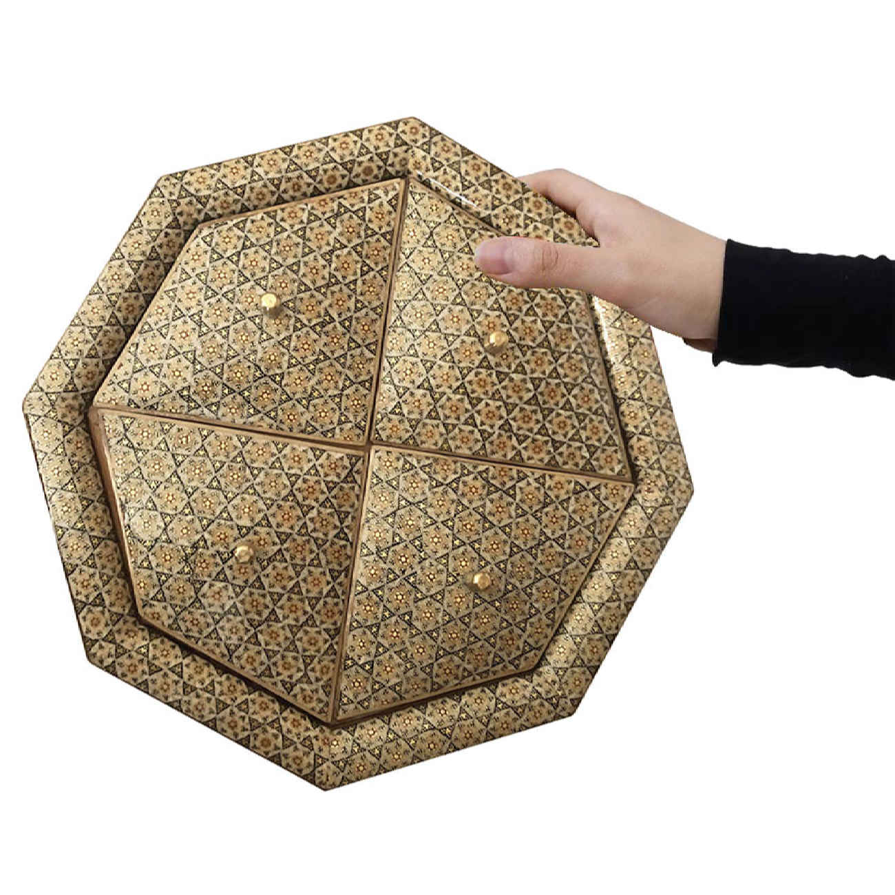 وعاء الحلوى الخشبي بزخرفة خاتم كاري – هدية مثالية لأي مناسبة وديكور منزلي