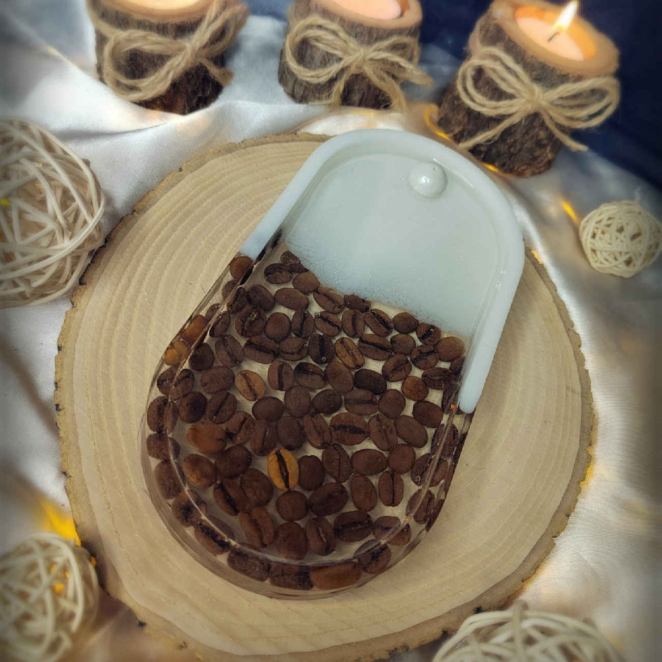 حامل بخور من الراتنج المصنوع يدوياً للزِن والاسترخاء والأناقة بتصميم القهوة