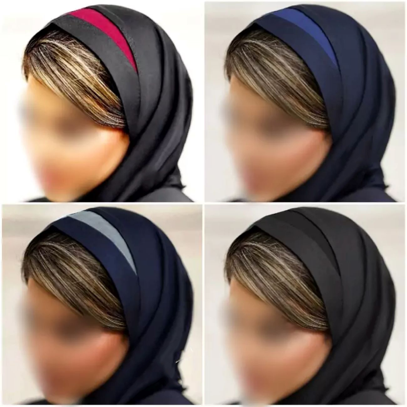 إيشارب مقنعه مع رباط رأس ملون من قماش تترون، مثالي للاستخدام اليومي