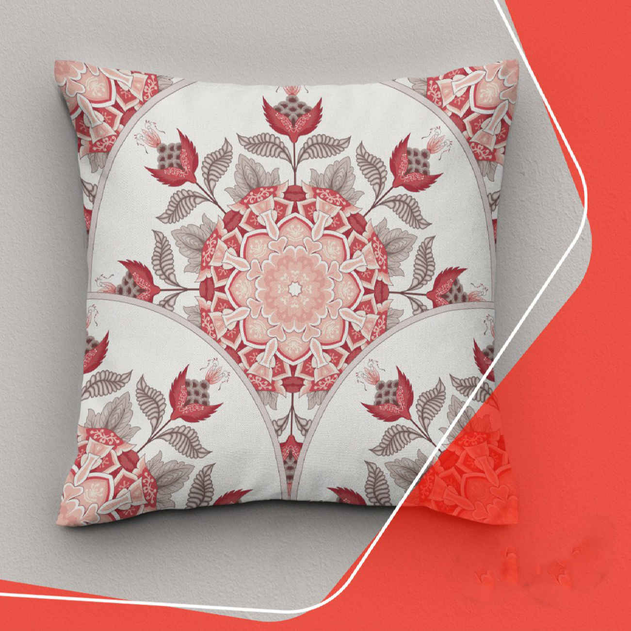 غطاء وسادة مخمل مع طباعة زهرية هندسية عتيقة (2x)