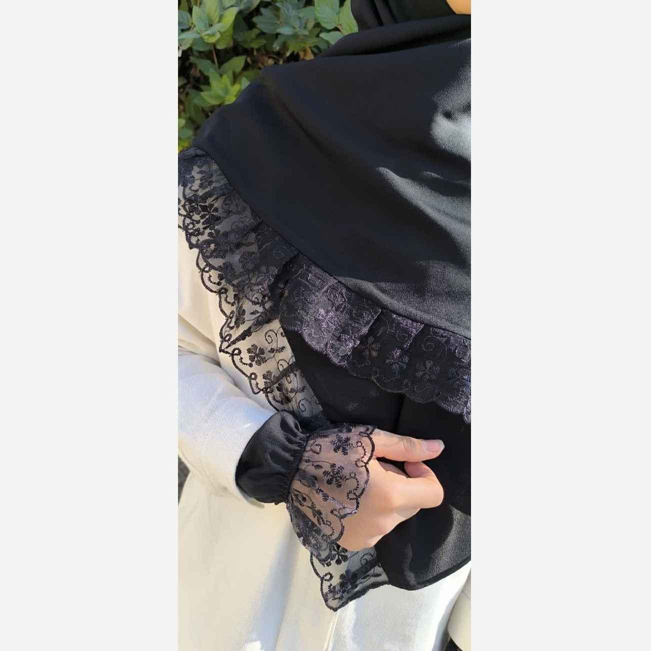 إيشارب مغناه للنساء – إيشارب مع غطاء ذراع بتصميم حواف مقلمة