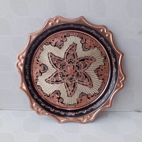 Large Copper Serving Tray in Star Design with Silver Inlay and Nano Finish