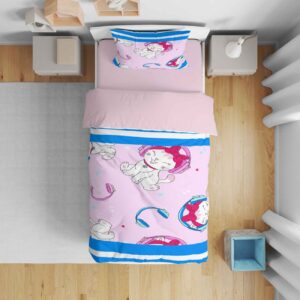 طقم مفروشات بتصميم قطة وسماعات – 5 قطع، مقاس مفرد