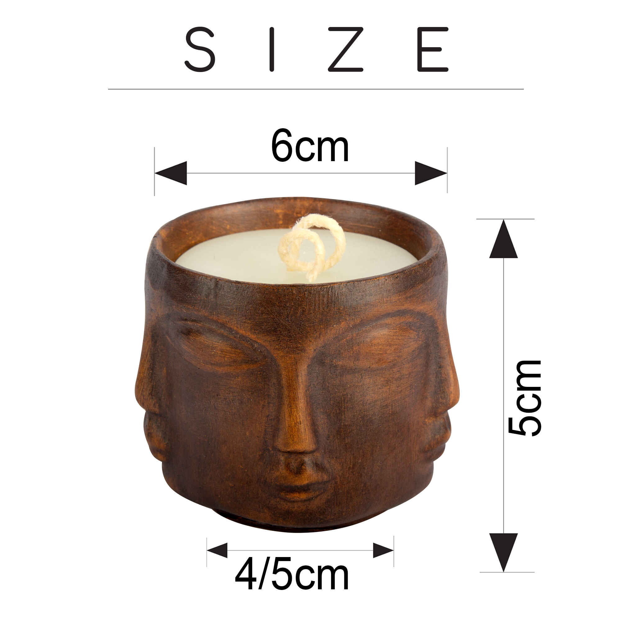 شمعة مزينة في وعاء خشبي – تدوم طويلاً وأسلوب ريفي بتصميم وجه