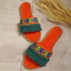 Embroidered-Macrame-Indoor-Slipper-for-Women-Soft-Handmade-with-Leaf-Design-1