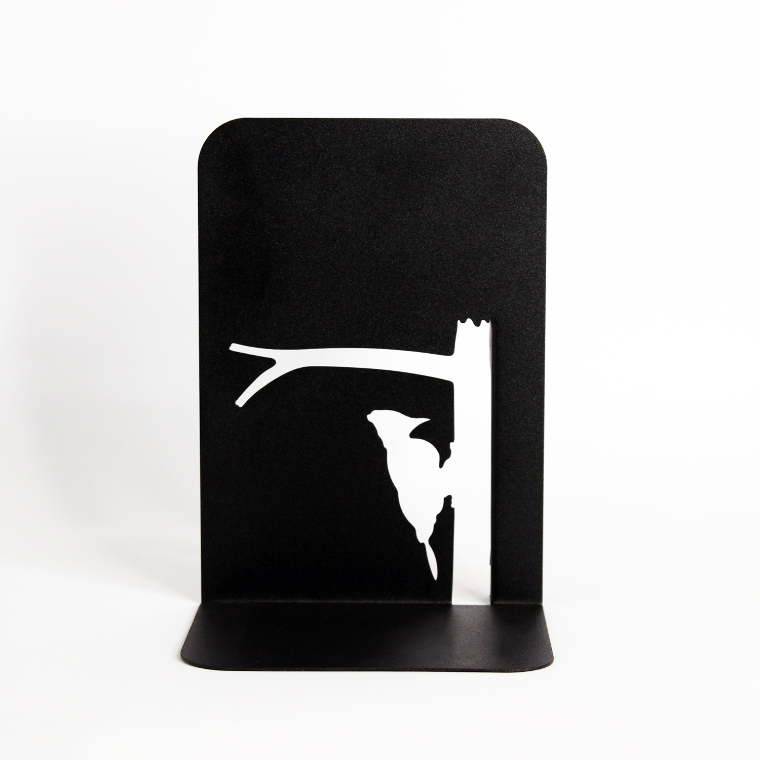 حامل كتب على شكل نقار خشب أسود – مناسب لرفوف المنزل والمكتب